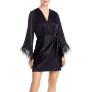 WAYF Women’s Feather Wrap Mini Dress Black XS B4HP $138