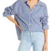 A.L.C. Women’s Monica Striped Shirt Size 8 Navy Blue B4HP