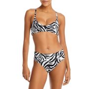 Aqua Women’s Animal Print High Waist Bikini Bottom Black L B4HP