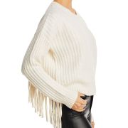 Splendid Women’s Britain Fringe Sleeve Sweater Beige M B4HP $188