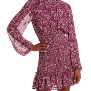 Aqua Women’s Floral Dot Print Smocked Mini Dress Pink M B4HP $118