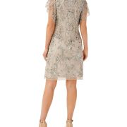 Aidan Mattox Women’s Embellished Flutter Sleeve Cocktail Dress Silver B4HP