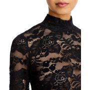 Aqua Women’s Mock Neck Lace Top Black XS B4HP $78