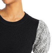 Karl Lagerfeld Paris Women’s Tweed Sleeve Ribbed Knit Sweater Black XXS B4HP $79