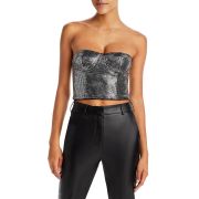 Aqua Women’s Sequin Bustier Crop Top Black XL B4HP $78