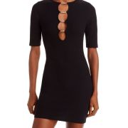 Fore Women’s Crystal Ladder Stitch Mini Front cutout Mini dress Black M B4HP $88