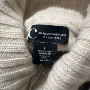 C by Bloomingdale’s Cashmere Mock Neck Cable Cashmere Sweater Large Beige B4HP