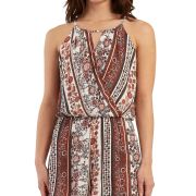 BCX Women’s Juniors’ Printed Sleeveless Romper Brown M B4HP