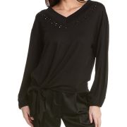 Vince Camuto Women’s Studded V-Neck Pullover Black Size Medium B4HP