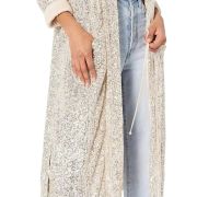 Women Steve Madden Show Stopper Party Sequin Duster Cardigan Silver B4HP