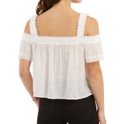 BCX Women’s Juniors’ Gauzy Off-The-Shoulder Top White M B4HP