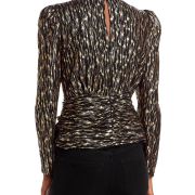 Aqua Women’s Metallic Jacquard Puff Sleeve Top Gold S B4HP $78