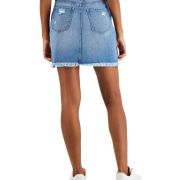 Celebrity Pink Women’s Juniors’ Cotton Ripped Denim Skirt Blue B4HP