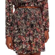 Aqua Women’s Smocked Mini Skirt black floral XL B4HP