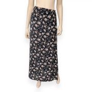 Free People Women’s Black Floral Maxi Side Slit Skirt Size 6 Summer B4HP NO TAGS