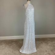 Aqua Women’s Sequined Evening Gown White M B4HP NO TAGS