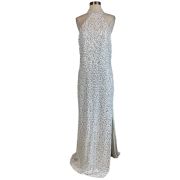 Aqua Women’s Sequined Evening Gown White M B4HP NO TAGS