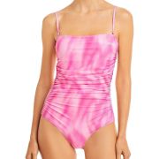 Ganni Women’s Printed Ruched One Piece Swimsuit Pink M B4HP $215