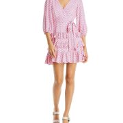 Aqua Women’s Printed Tie Waist Mini Dress Pink M B4HP $98