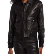 Rag & Bone Women’s ICONS Andrea Lamb Leather Jacket Black XXS B4HP $1095