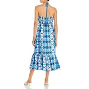 Aqua Women’s Crochet Batik Halter Dress Blue XS B4HP $128