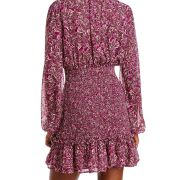 Aqua Women’s Floral Dot Print Smocked Mini Dress Pink M B4HP $118