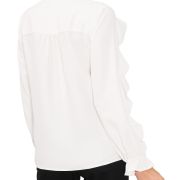 Vince Camuto Women’s Ruffle Trim Blouson Sleeve Top White S B4HP $79