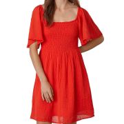 Velvet By Graham & Spencer Women’s Esme Smocked Cotton Dress Red XS B4HP $268