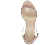 NINE WEST Women’s Pruce Round Toe Block Heel Dress Sandals Size 9 Natural B4HP