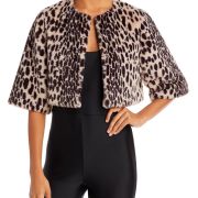 Aqua Women’s Faux Fur Animal Print Shrug Multi Color S B4HP $138