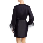 WAYF Women’s Feather Wrap Mini Dress Black XS B4HP $138