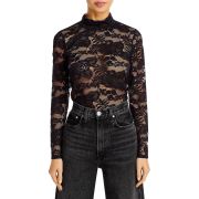 Aqua Women’s Mock Neck Lace Top Black XS B4HP $78