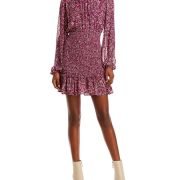 Aqua Women’s Floral Dot Print Smocked Mini Dress Pink M B4HP $118