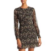 French Connection Women’s Hallie Ruffled Floral Print Dress Black XS 0 B4HP $148