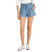 Dollhouse Women’s Juniors Smocked-Waist Pull-On Shorts Blue S B4HP