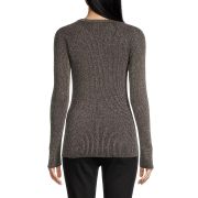 BCX Women’s Metallic Lace-Up Raglan-Sleeve Ribbed Sweater Black/Gold M B4HP