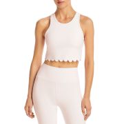 Aqua Women’s Scallop-Hem Crop Top White L B4HP