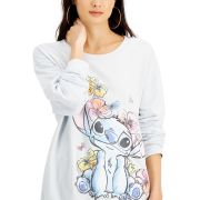 DISNEY Juniors’ Stitch Crewneck Sweatshirt Illusion Blue Size Medium B4HP