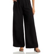 Aqua Women’s High Rise Double Pleat Trouser Wide Leg Pants Stone Black B4HP $78