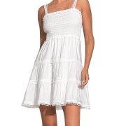 Elan Women’s Smocked Sleeveless Mini Dress White XS B4HP $98