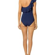 Shoshanna Women’s Ruffle One Shoulder One Piece Swimsuit Blue Size 4 B4HP $250