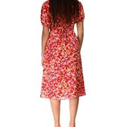 Sanctuary Women’s Floral Puff Sleeve Sweetheart Midi Dress B4HP