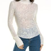 Free People Women’s You And I Printed Turtleneck Top Champagne L B4HP