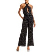 Aqua Women’s Metallic Clip Dot Halter Jumpsuit B4HP $118