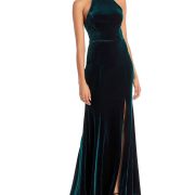 Aqua Women’s Velvet Halter Gown Green Size 8 B4HP $238