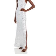 Aqua Women’s Sequined Evening Gown White M B4HP NO TAGS