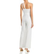 Aqua Women’s Crepe Halter One Shoulder Cut-Out Jumpsuit White S B4HP