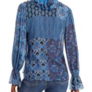 Kobi Halperin Women’s Winnie Paisley Print Top Blue XS B4HP