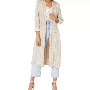 Women Steve Madden Show Stopper Party Sequin Duster Cardigan Silver B4HP