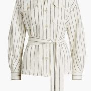 Polo Ralph Lauren Women’s Belted Striped Linen Utility Shirt White B4HP $298